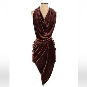 Jluxlabel Cowl Neck Halter Velvet Mini Dress Backless